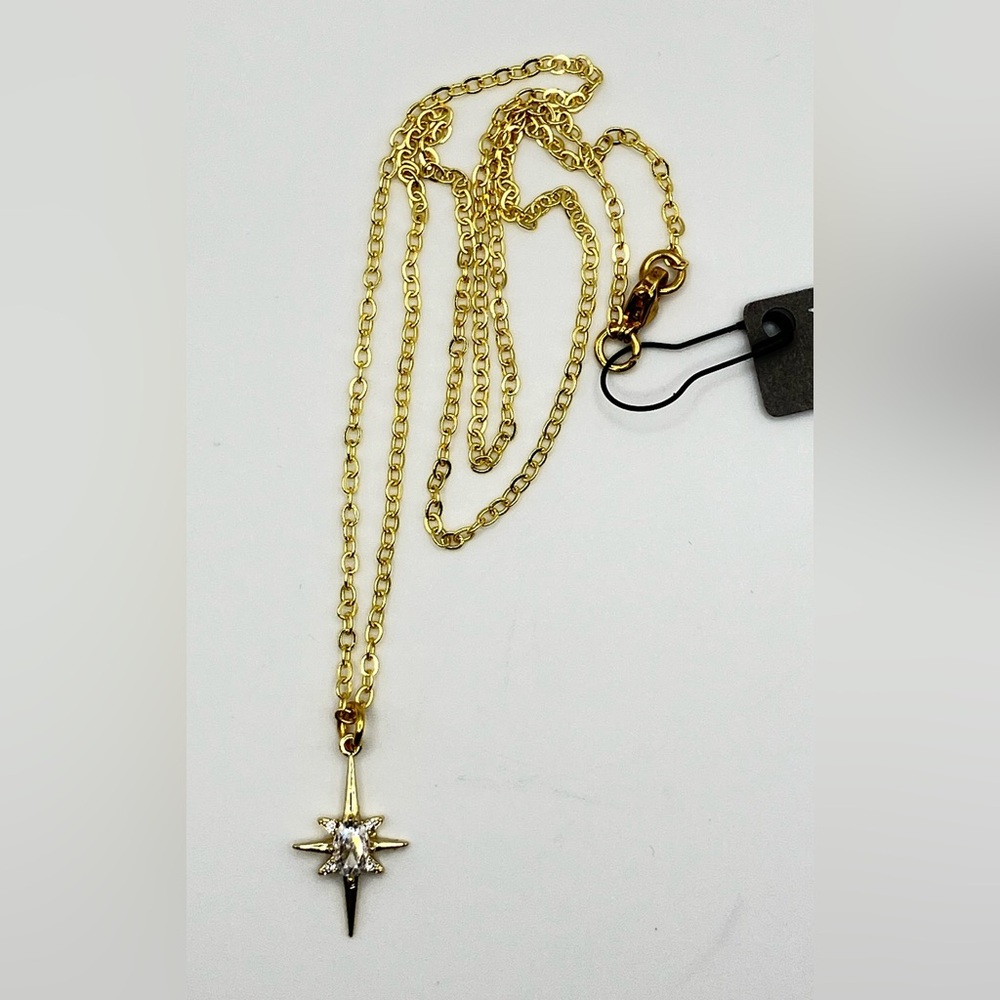 VB&Co Gold Crystal Starburst Pendant Necklace
